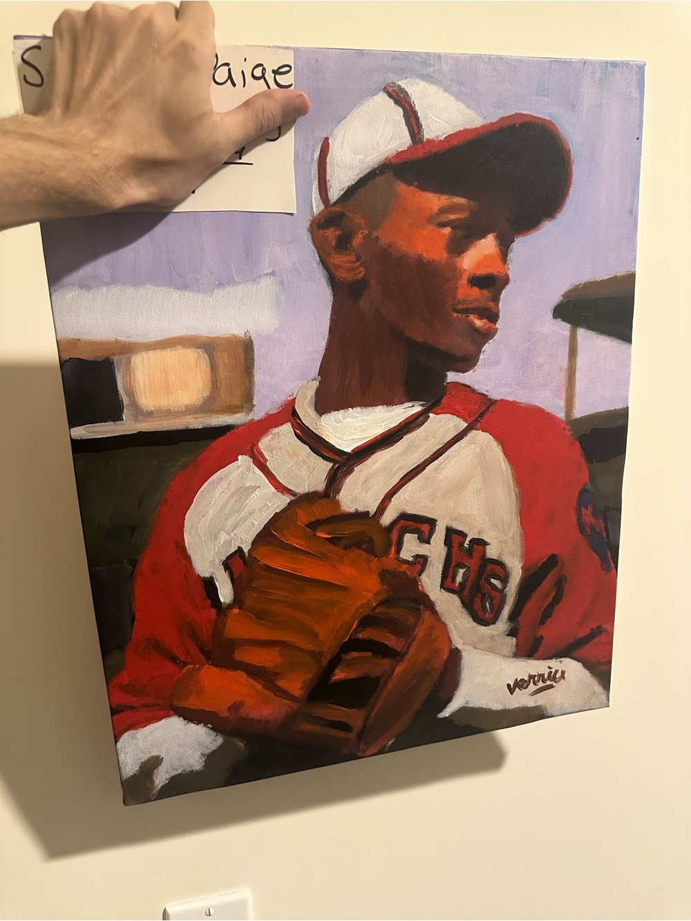 Satchel Paige Hand-Painted Baseball Player Canvas Art painting 16x20 1/1